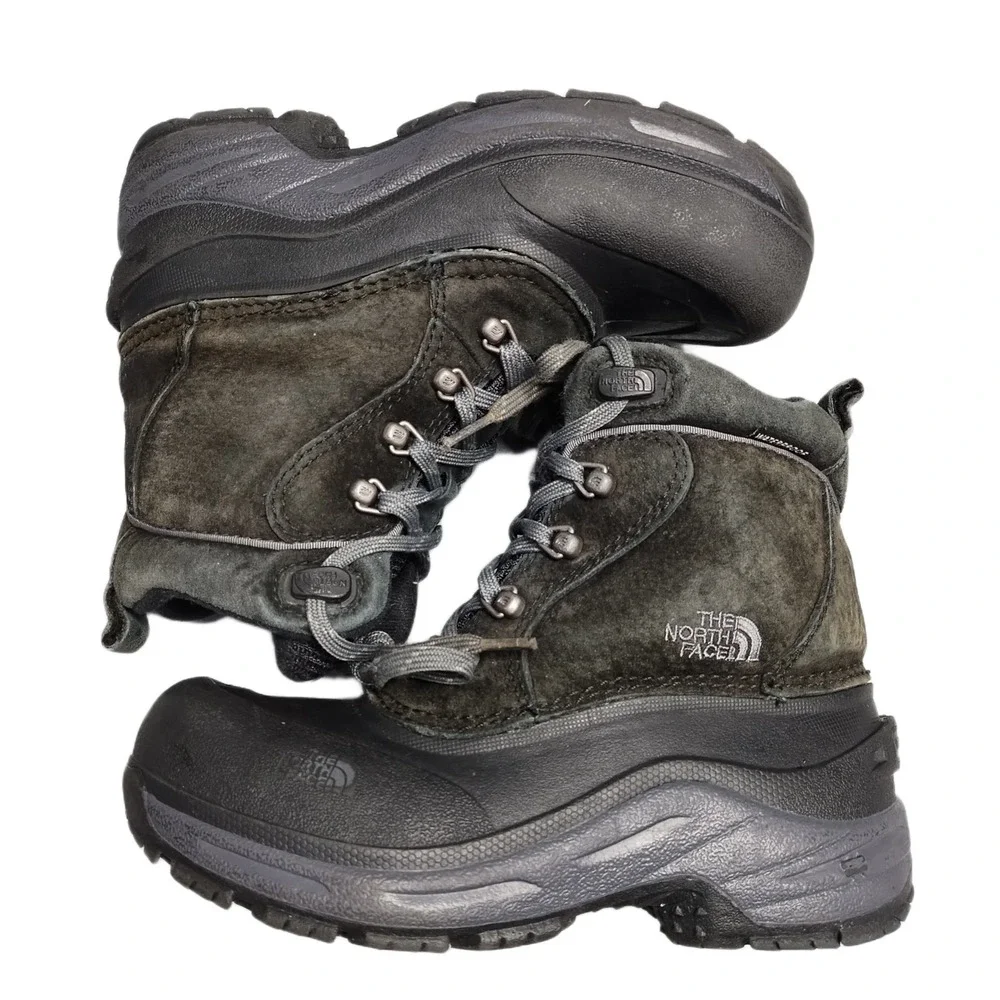 The North Face Chilkat II Winter Snow Boots Boys Size 4 Black Waterproof Lace Up